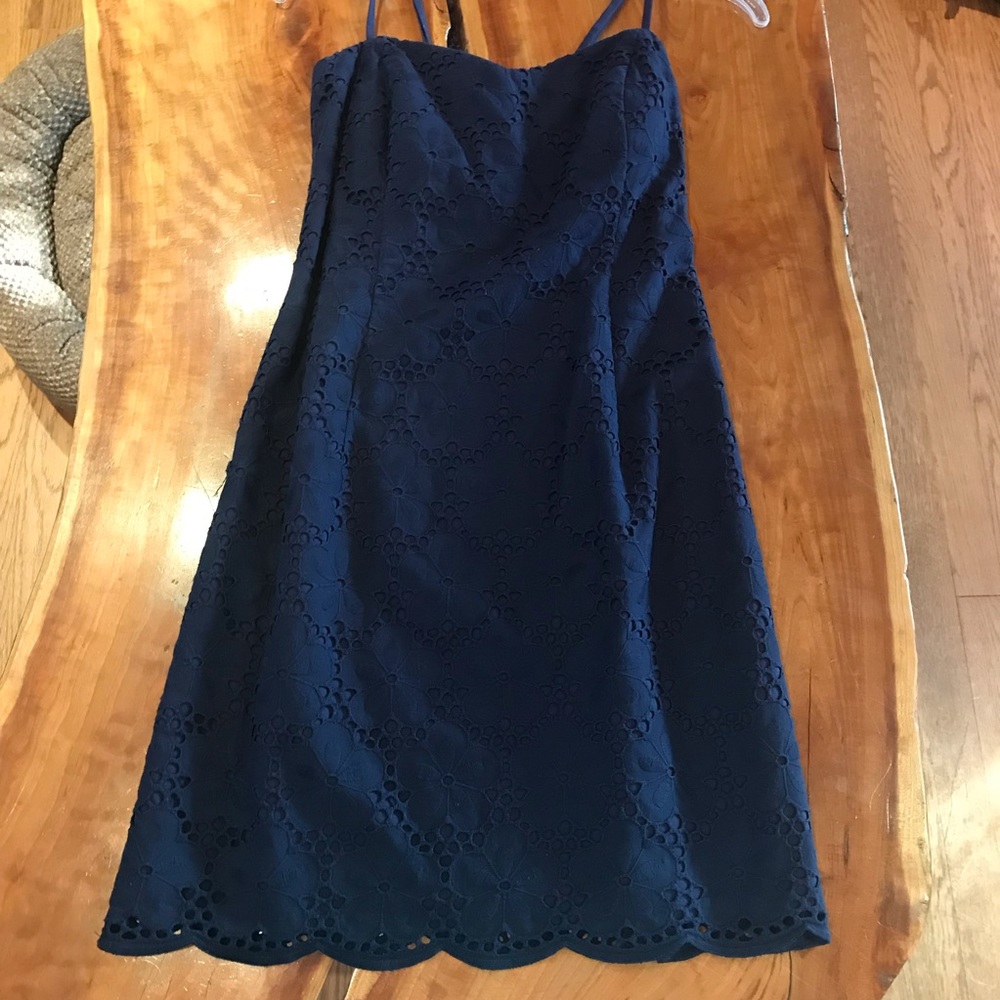 Lilly Pulitzer Navy Tie Back Eyelet Dress